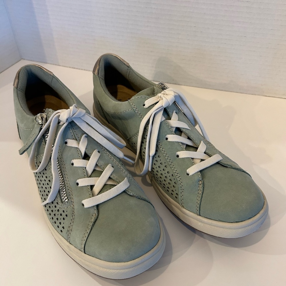 Earth Origins Lace-Up Suede Sneaker Etta Dusty
Green.  New without box.  Size 9N